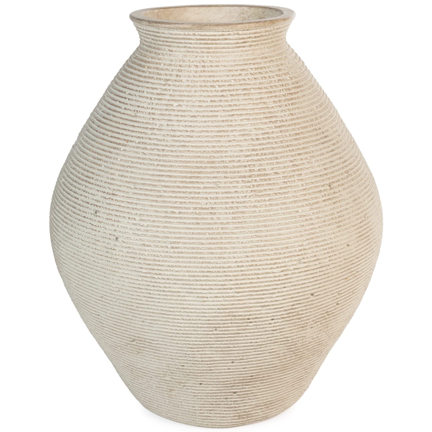 Modern Distressed Polyresin Tan Vase