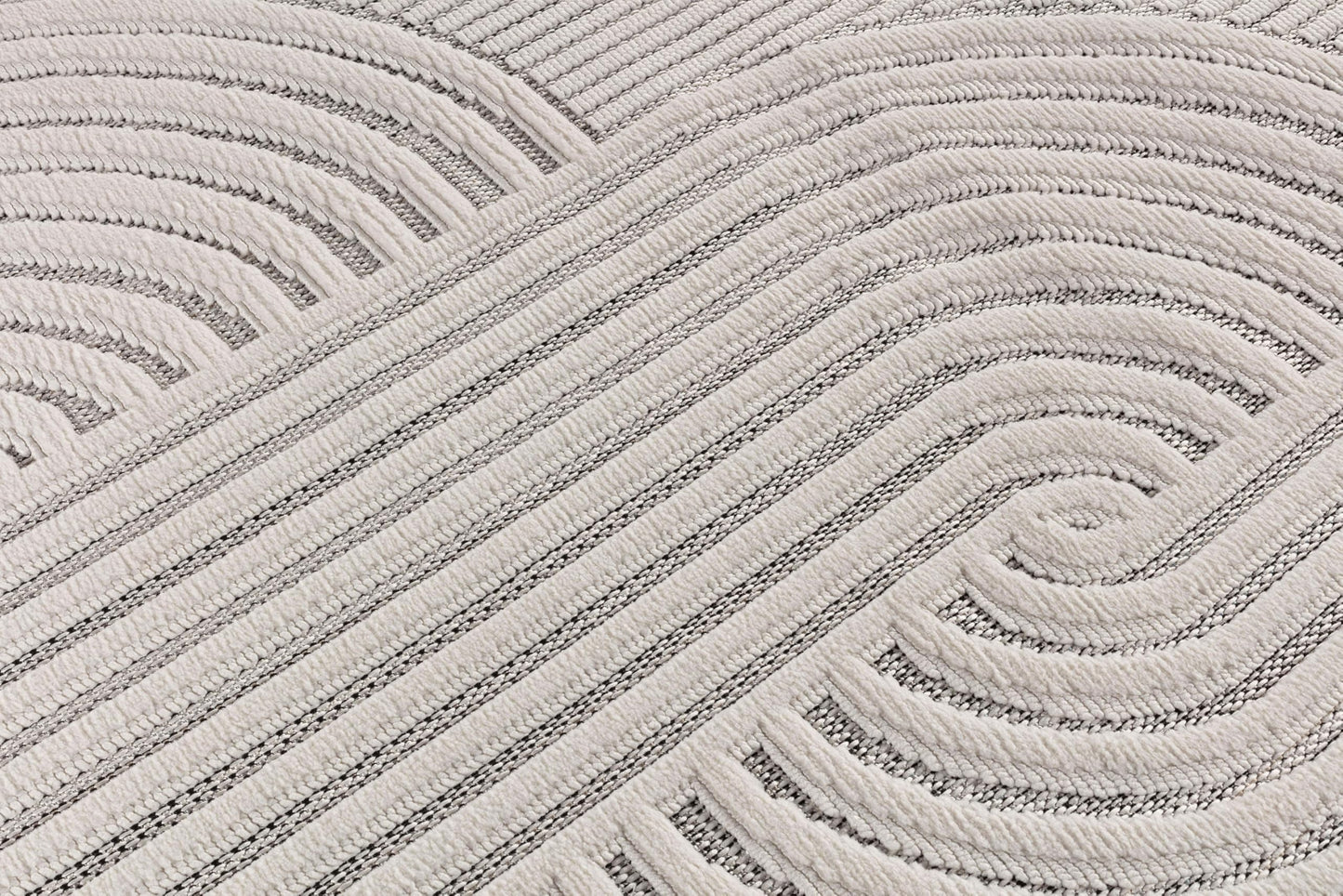 White Curved Design, Modern 10x14 Large Area Rug