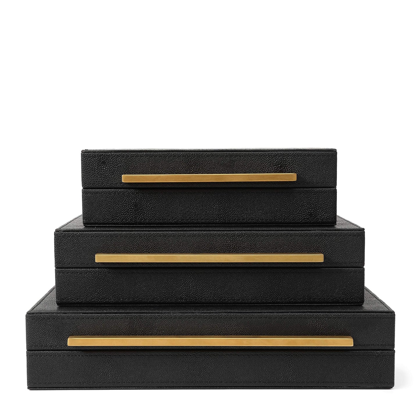 Black Faux Leather Decor Box Set, Storage
