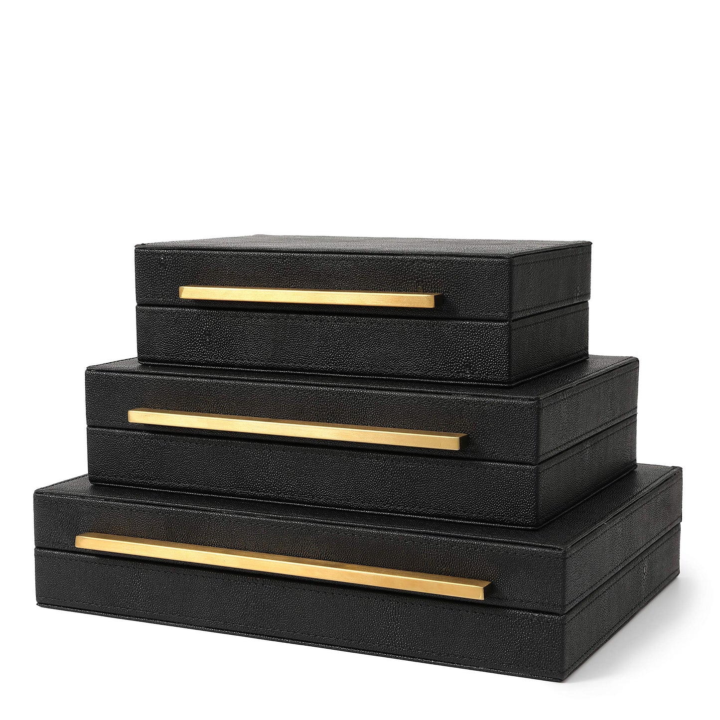 Black Faux Leather Decor Box Set, Storage