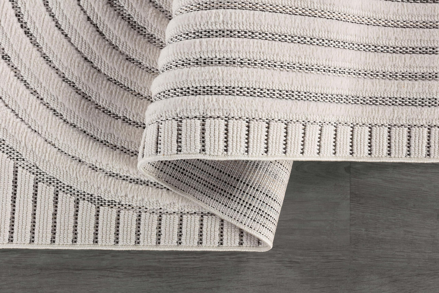 White Curved Design, Modern 10x14 Large Area Rug