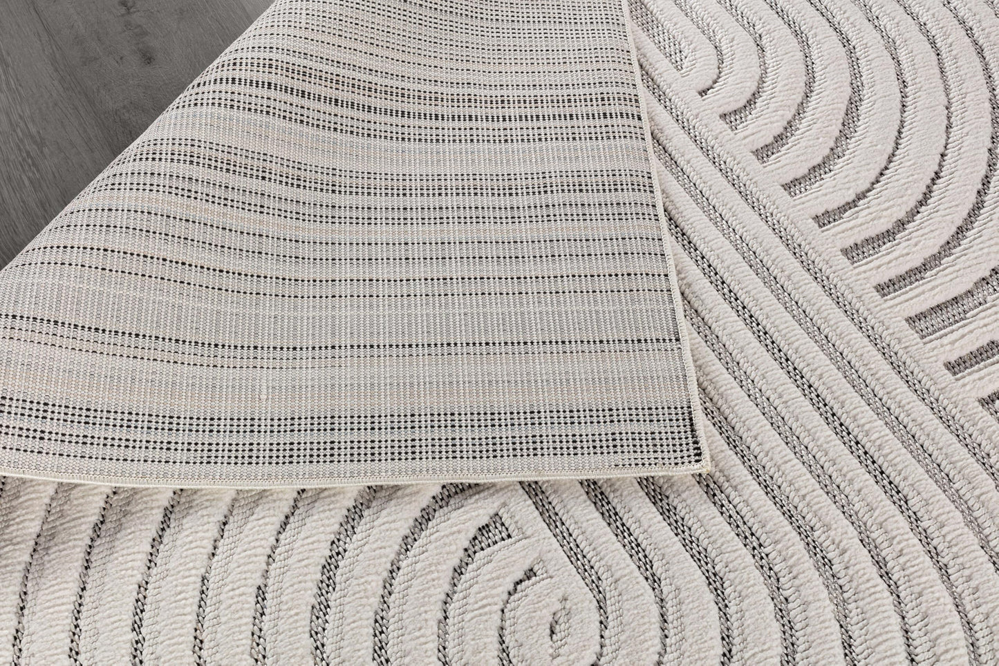 White Curved Design, Modern 10x14 Large Area Rug