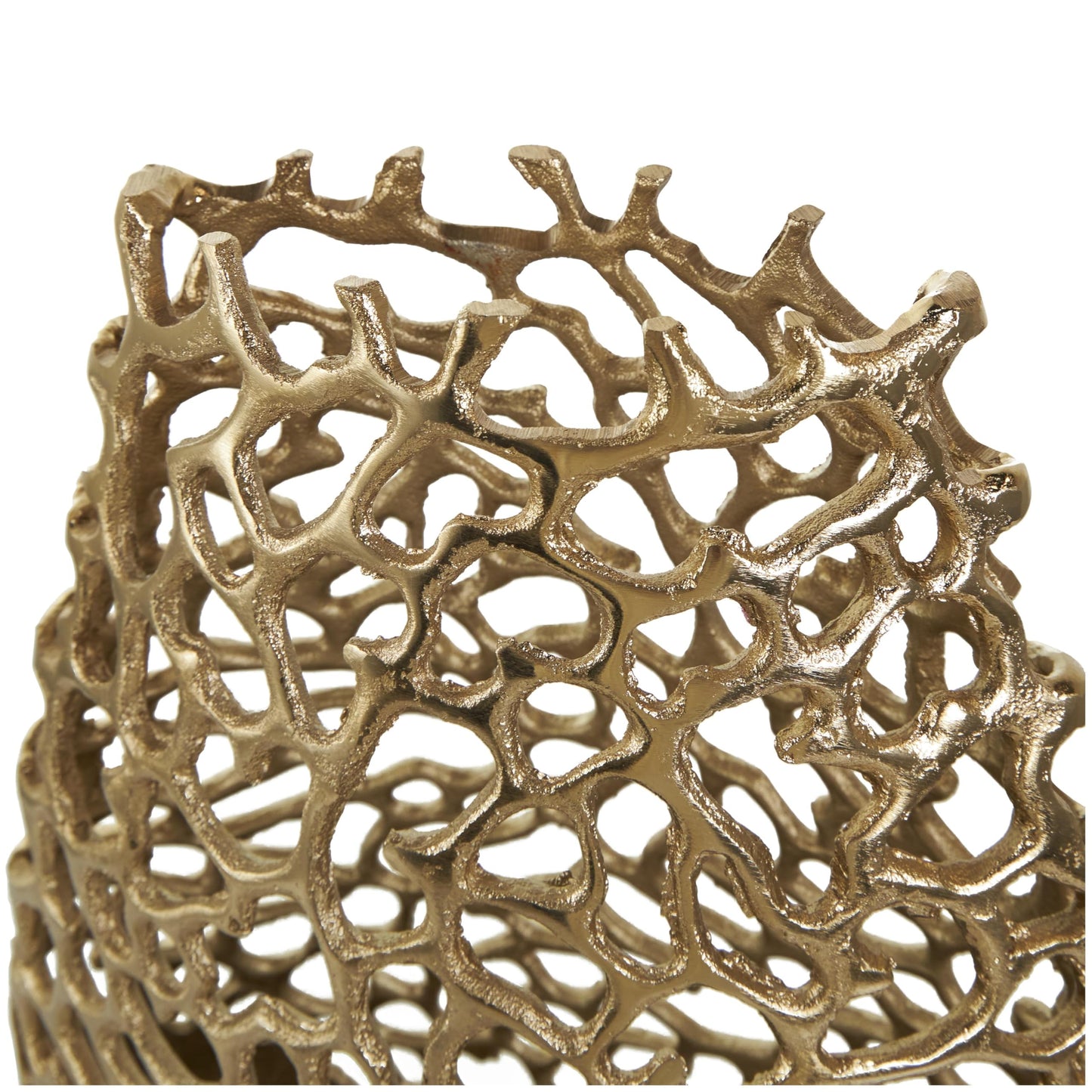 Gold Rounded Centerpiece Vase, Unique Open Lattice