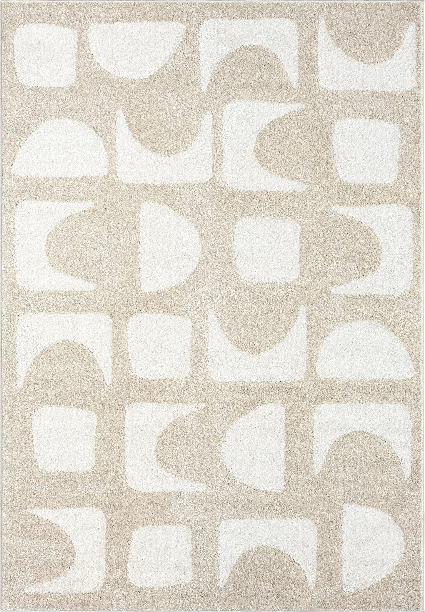 Cream Area Rug, Modern Geometric Design , 7'9" x 10'2"