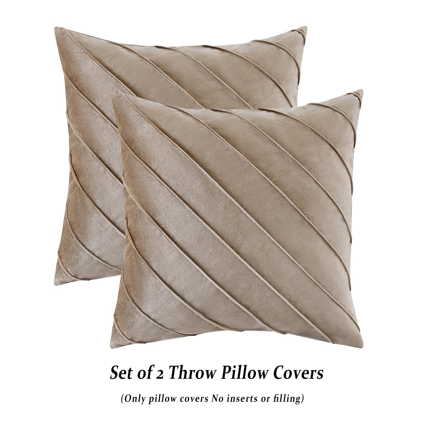 Tan Velvet Throw Pillow Covers Set