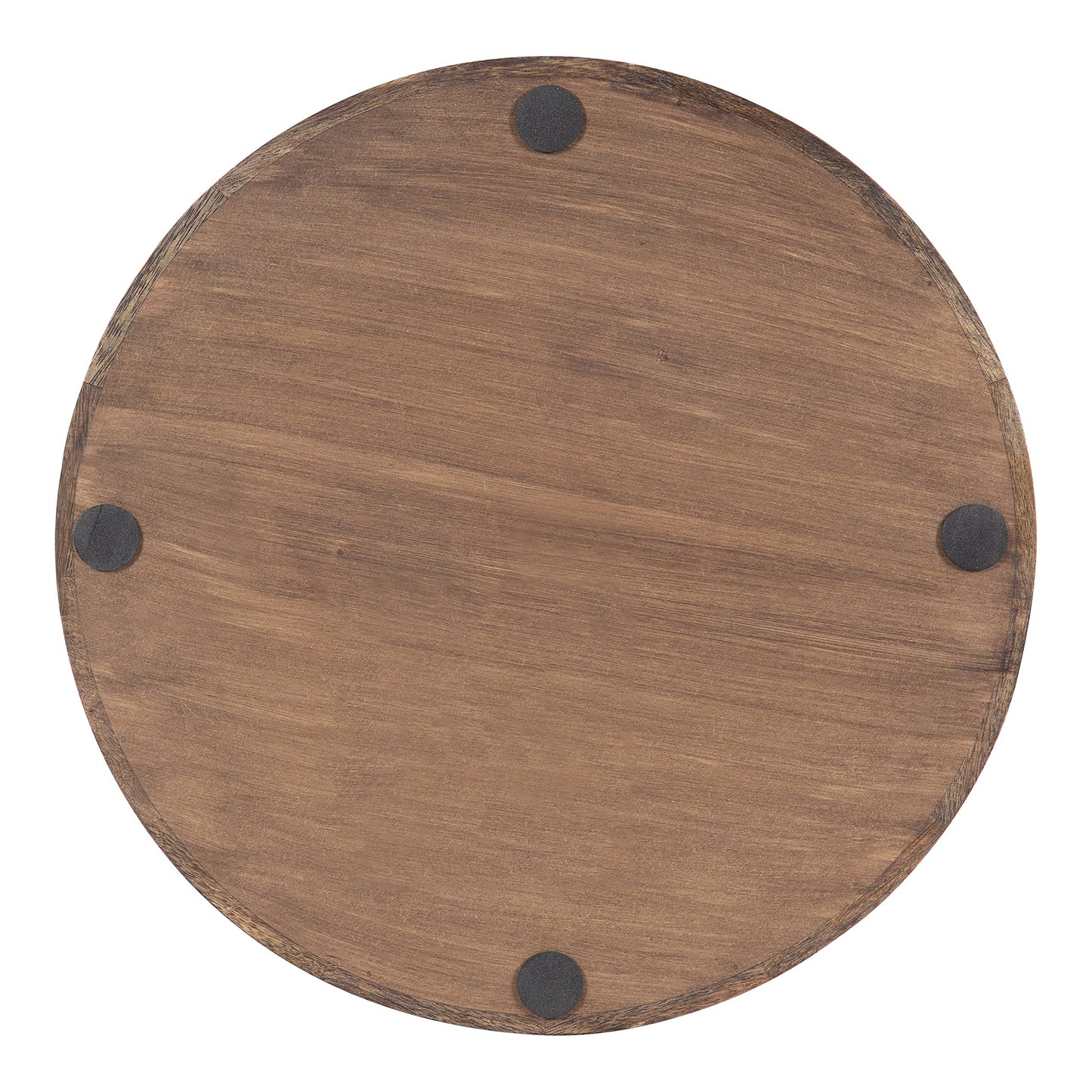 White Round Accent Tray, Two-Tone Natural Wood