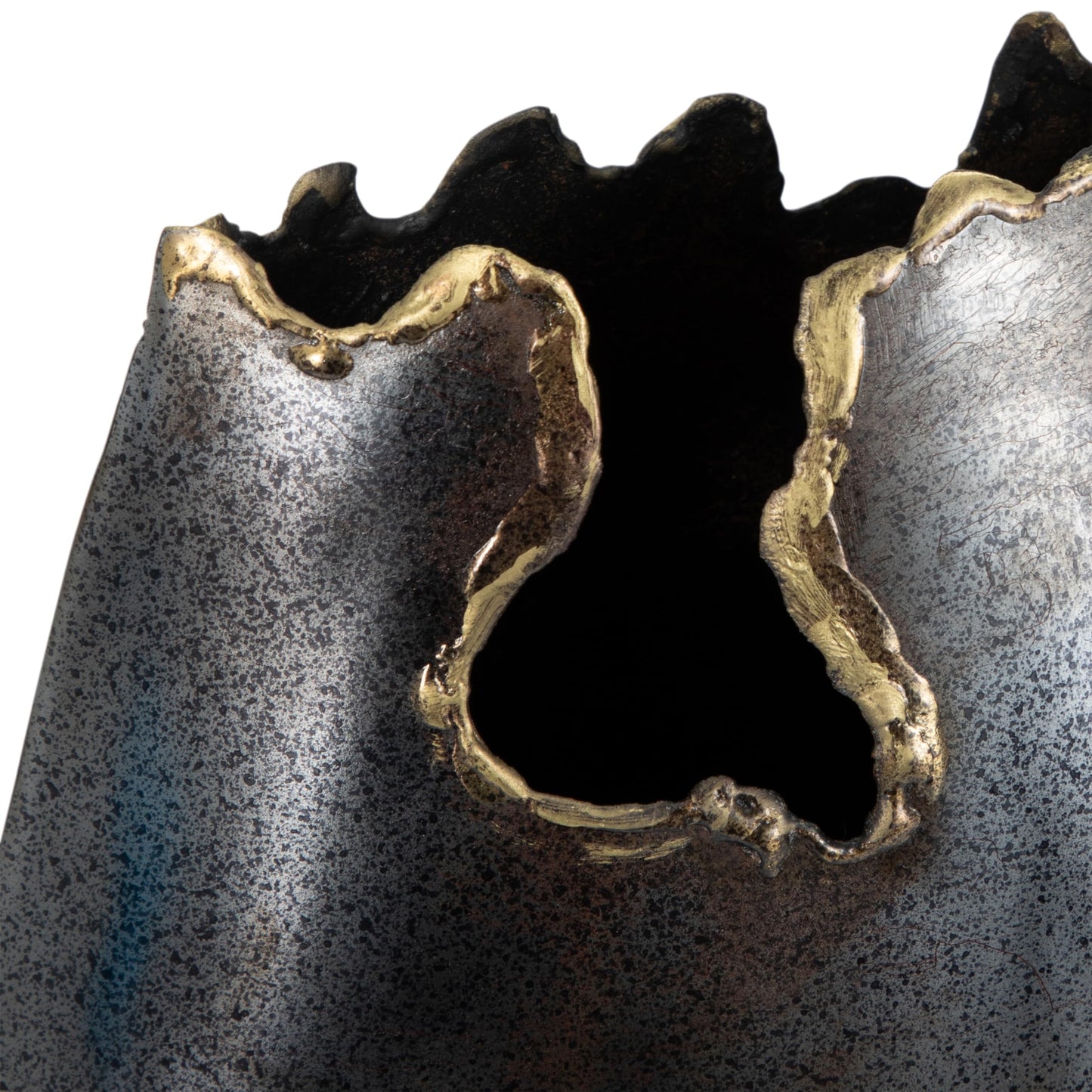Black Metal Chipped Vase, Unique Accent Decor
