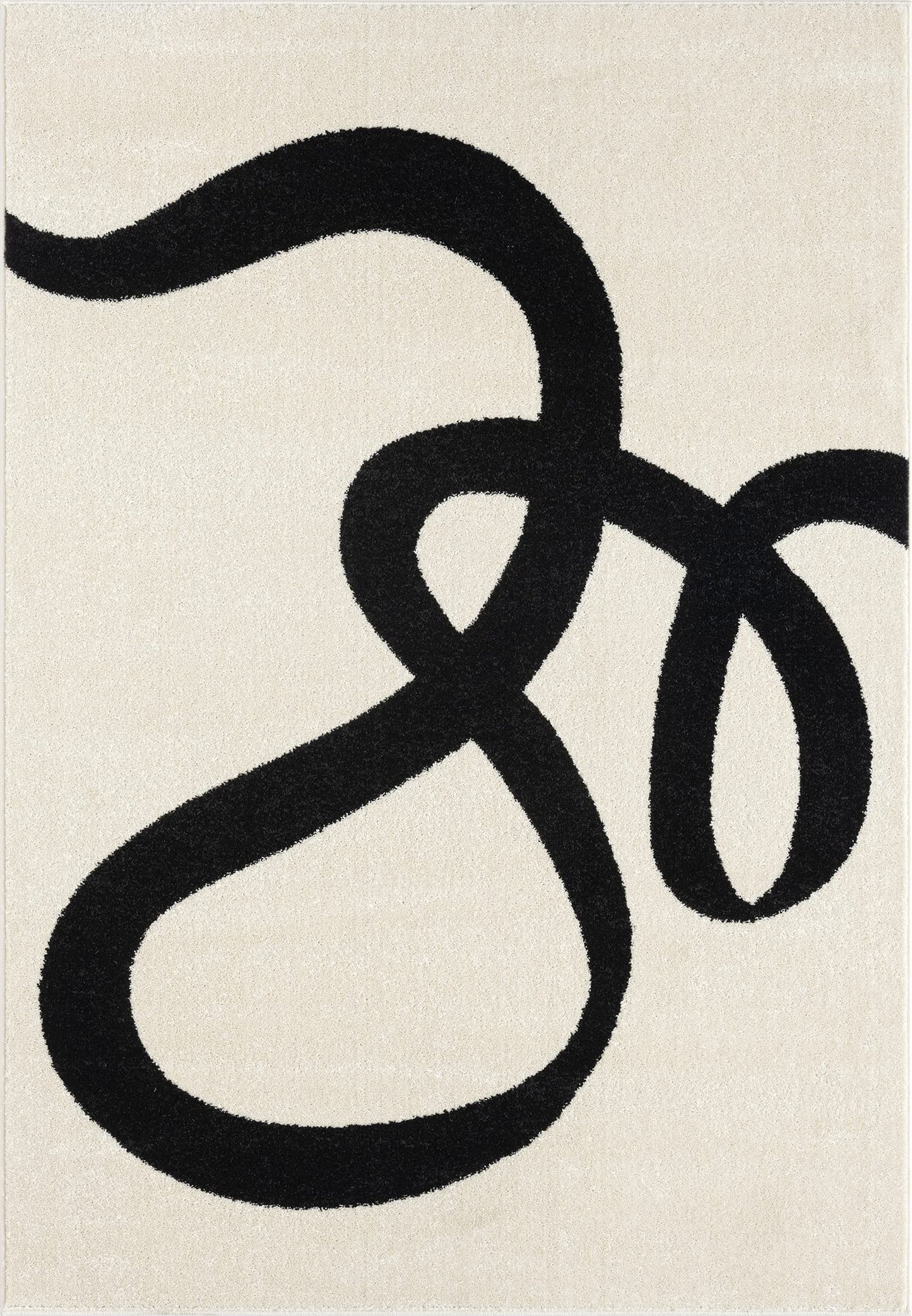Beige and Black Abstract, Line Design 8"x10" Area Rug
