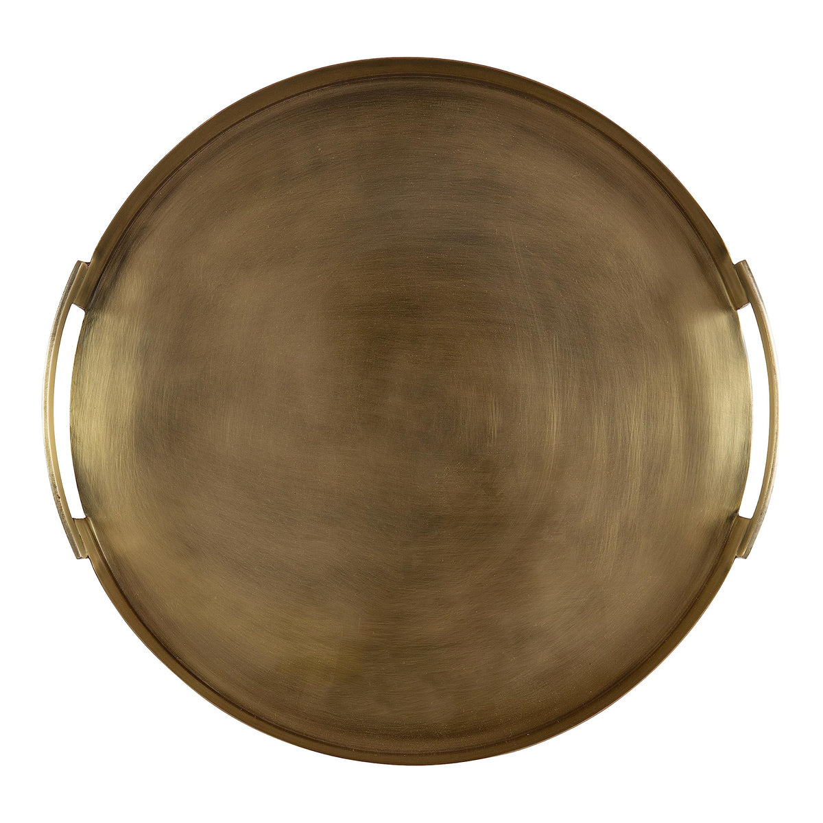 Brass Metal Round Tray, 15 x 15, Modern Glam Circular Decorative Serving Tray with Handles