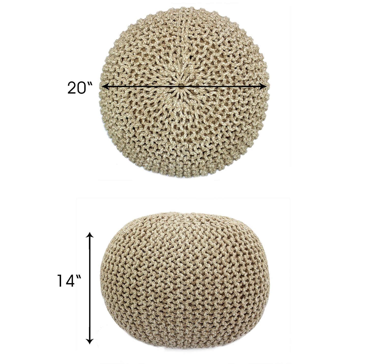 Natural Round Pouf Ottoman