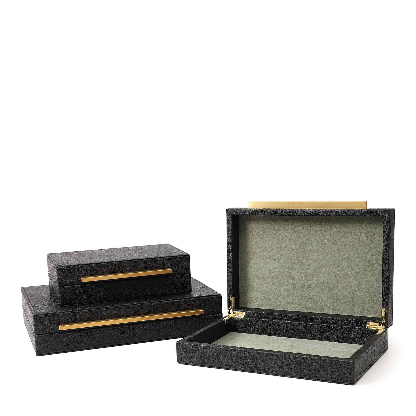 Black Faux Leather Decor Box Set, Storage